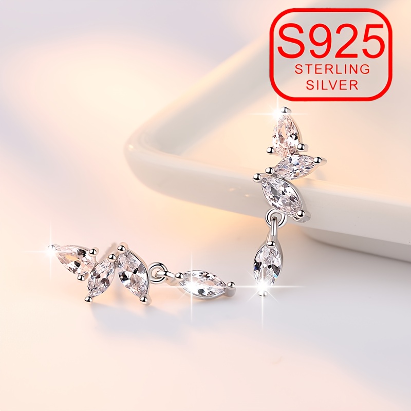 925 Silver Water Drop Tassel Earrings Set
